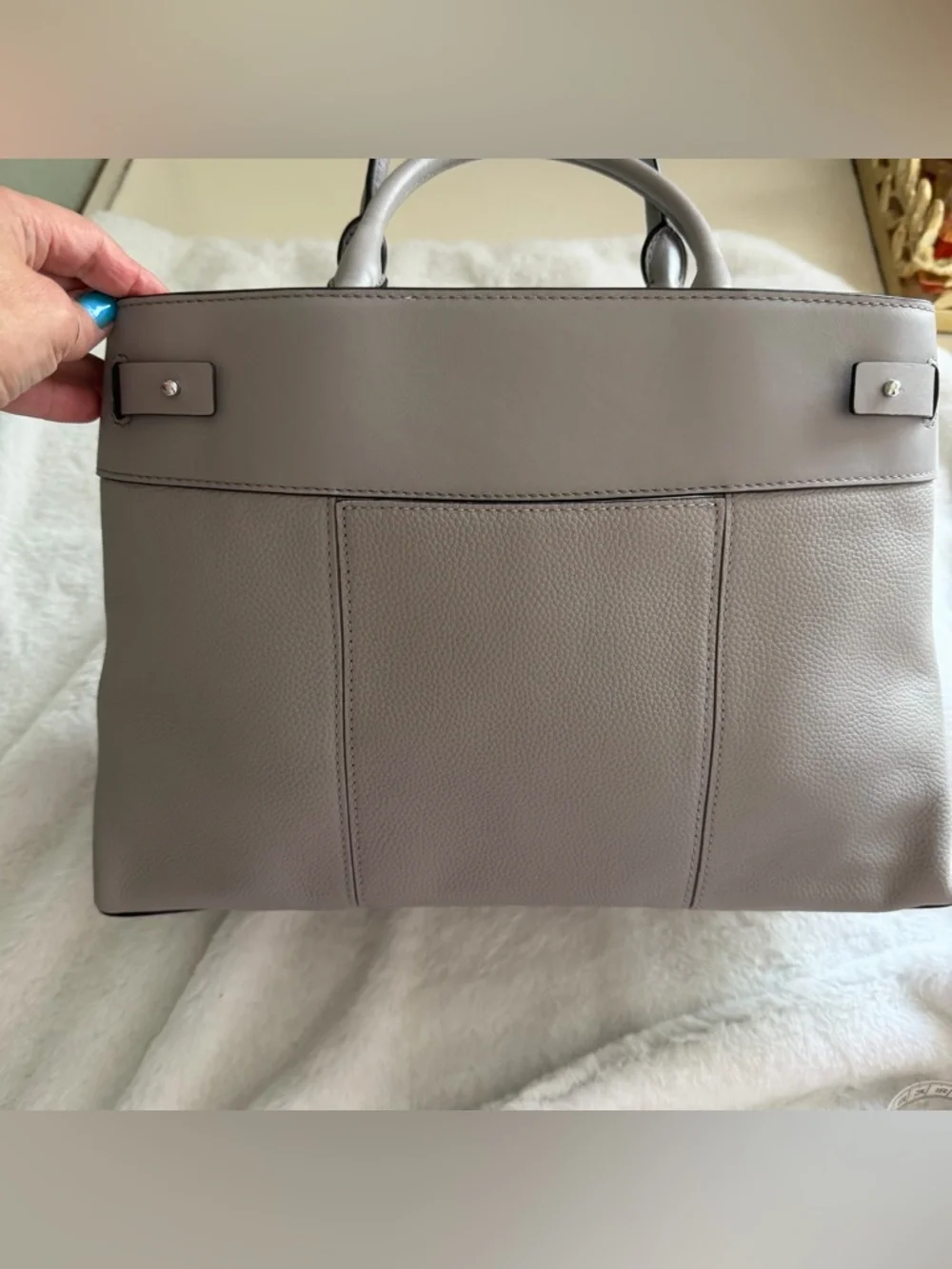 Michael Kors Pebbled Leather Satchel – Neutral/Taupe | Silver Hardware - Picture 3 of 14